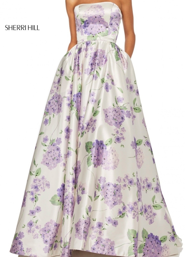 Sherri hill floral strapless ballgown size 12